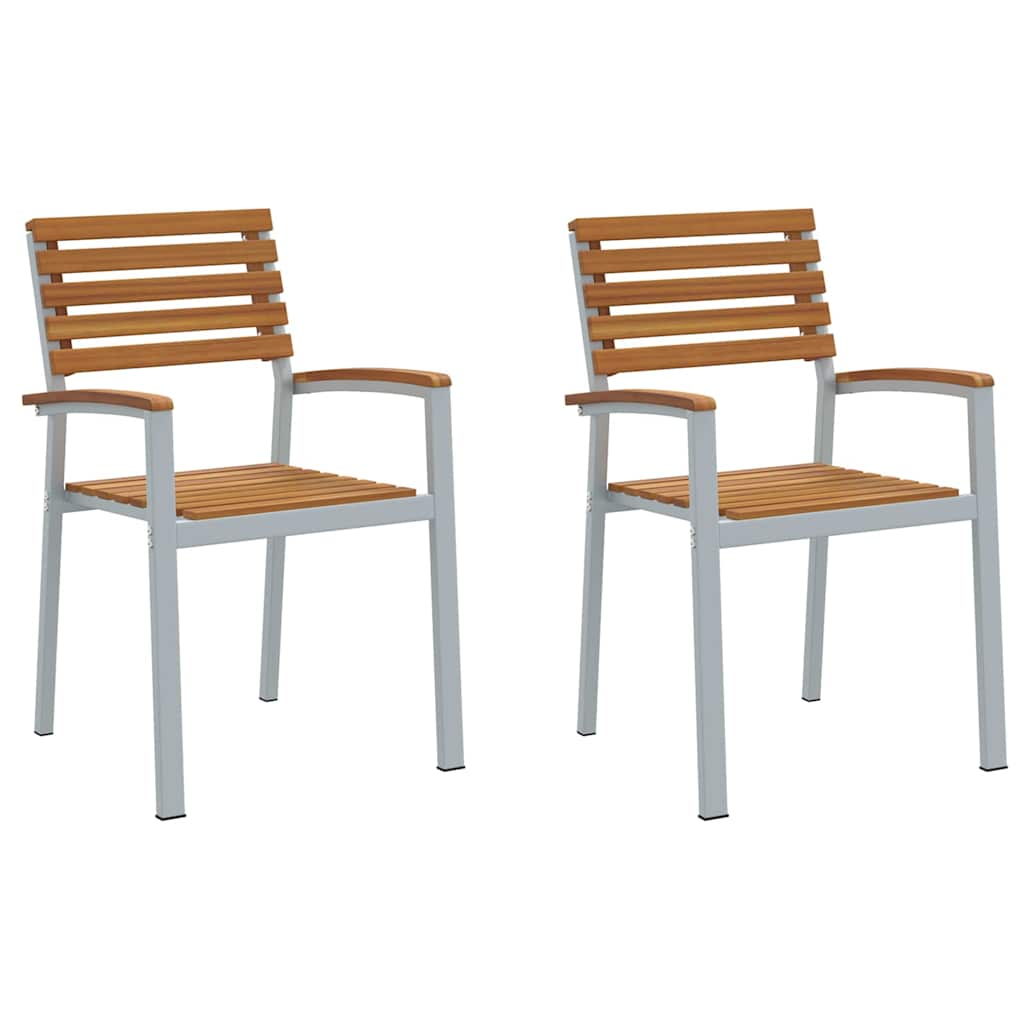 vidaXL Gartenstuhl 2 pcs Braun 56 x 57 x 87 cm Massivholz Akazie