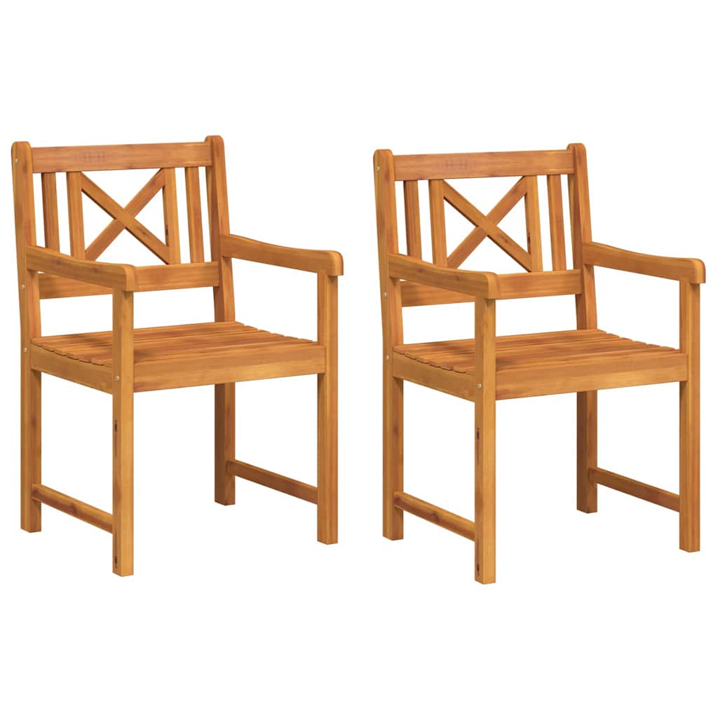 vidaXL Gartenstühle 2 pcs Natur Massives Akazienholz
