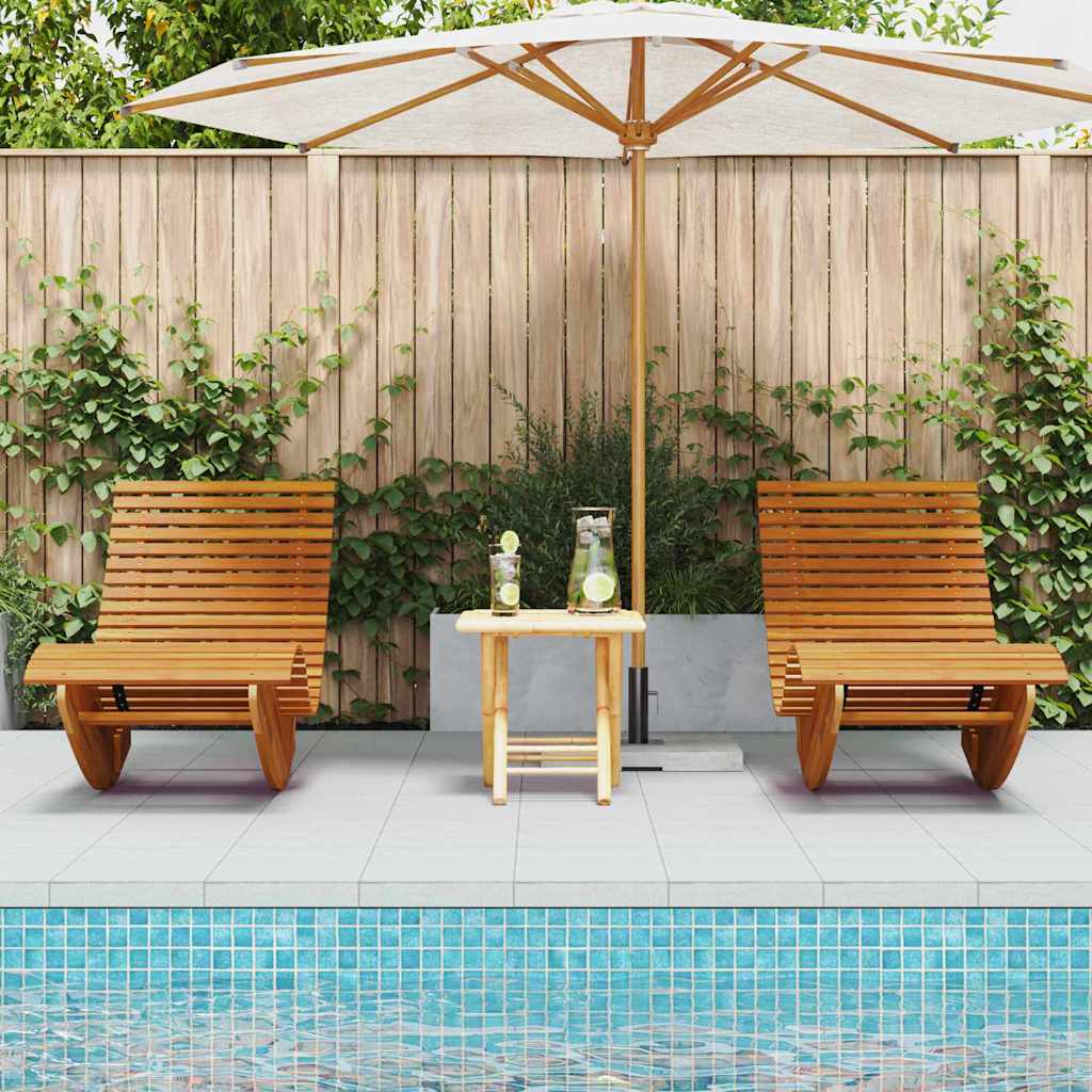 vidaXL Liege 2-Person 2 pcs Braun 154 x 60 x 74 cm Massivholz Akazie