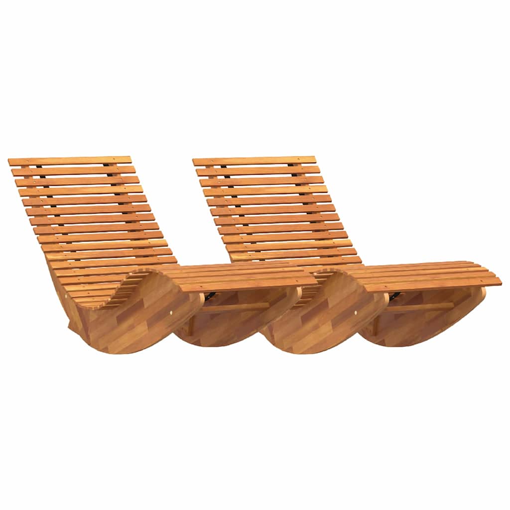 vidaXL Liege 2-Person 2 pcs Braun 154 x 60 x 74 cm Massivholz Akazie