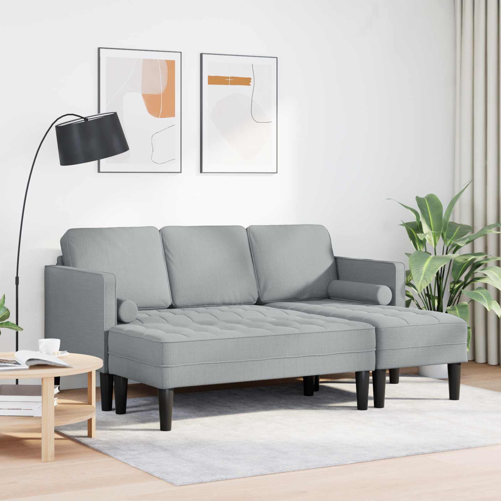 vidaXL Sofa Set mit Kissen 2 pcs Hellgrau Polyester