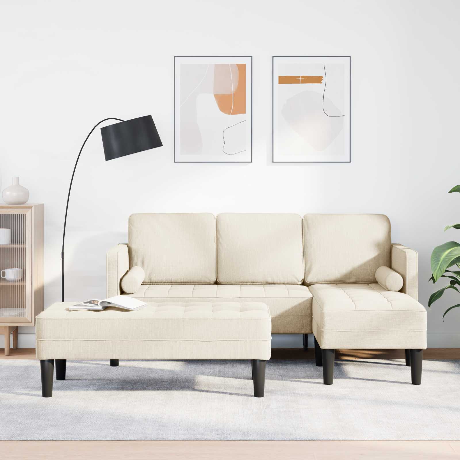 vidaXL Sofa Set mit Kissen 2 pcs Leinen Polyester