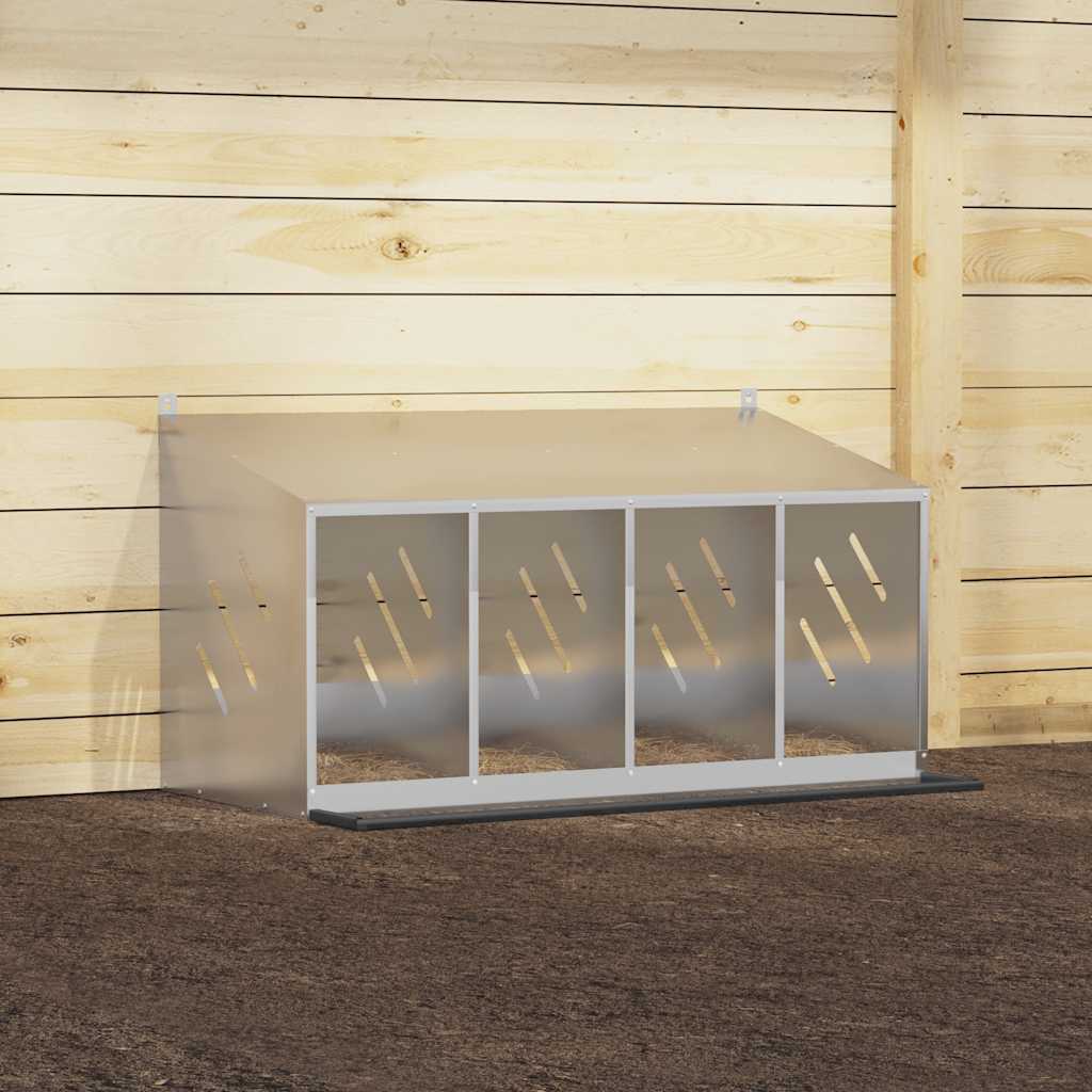 vidaXL Hühner-Nistkasten mit 4 Fächern Verzinktes Silber Metall