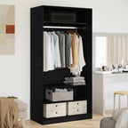 vidaXL Kleiderschrank mit Regal Schwarz Eichen-Optik 100 x 50 x 200 cm