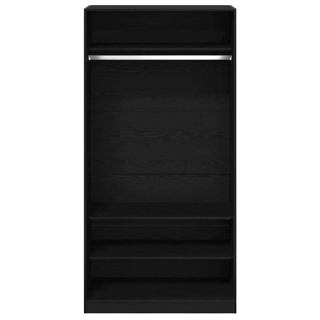 vidaXL Kleiderschrank mit Regal Schwarz Eichen-Optik 100 x 50 x 200 cm