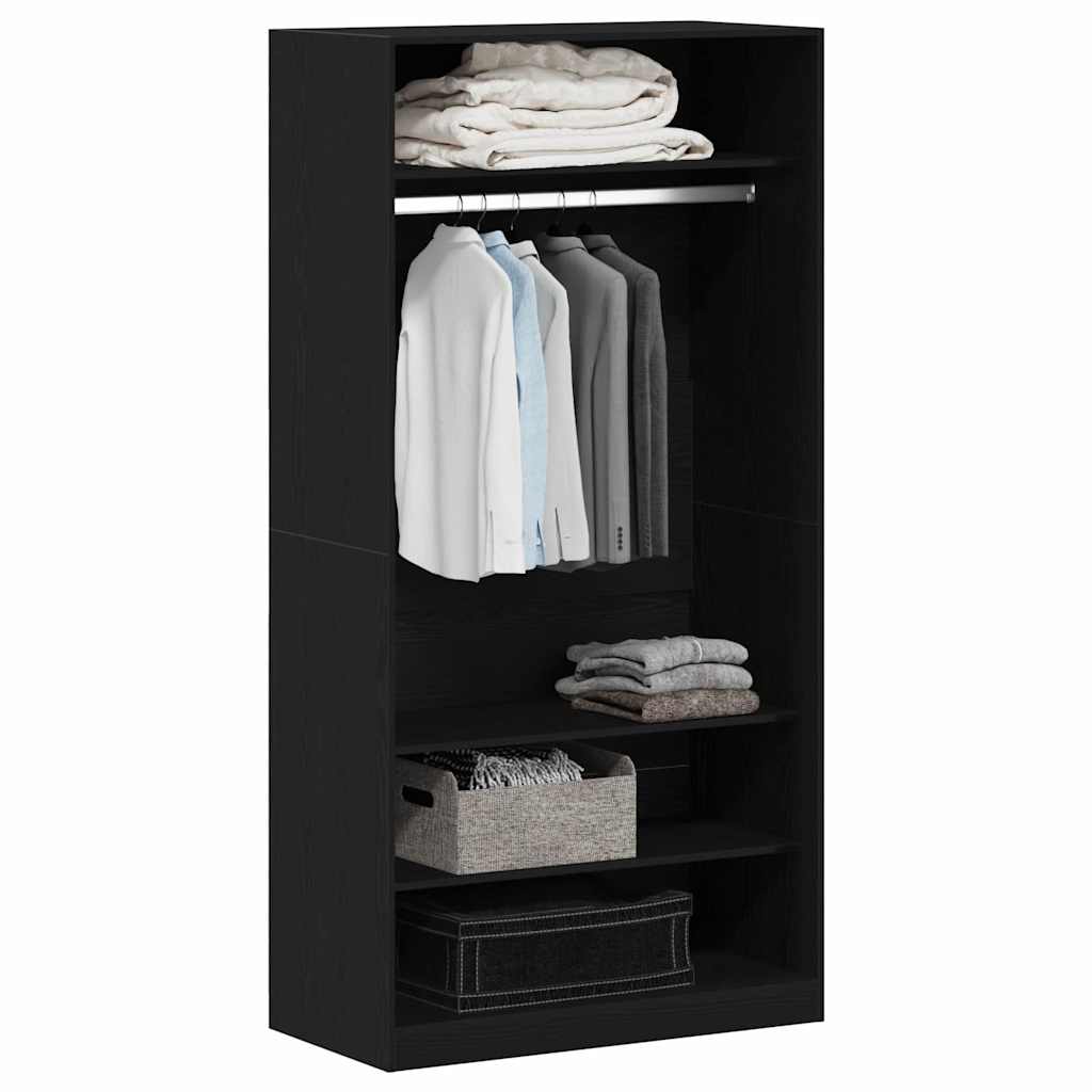 vidaXL Kleiderschrank mit Regal Schwarz Eichen-Optik 100 x 50 x 200 cm