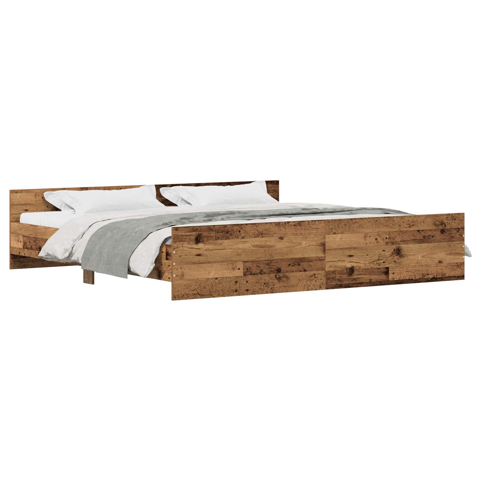 vidaXL Bettrahmen mit Kopfteil Altholz 203 x 203 x 50 cm Holzwerkstoff