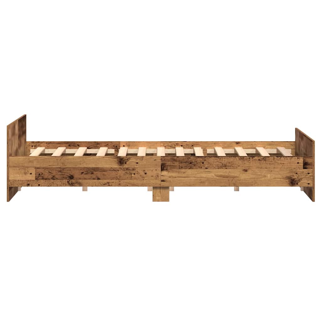 vidaXL Bettrahmen mit Kopfteil Altholz 203 x 203 x 50 cm Holzwerkstoff