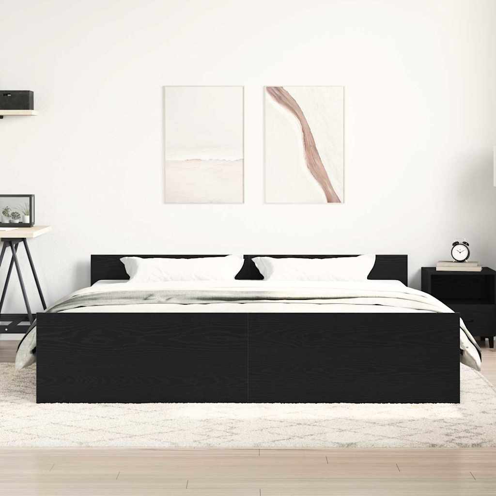 vidaXL Bettgestell ohne Matratze Schwarze Eiche 180x200 cm Holzwerkstoff
