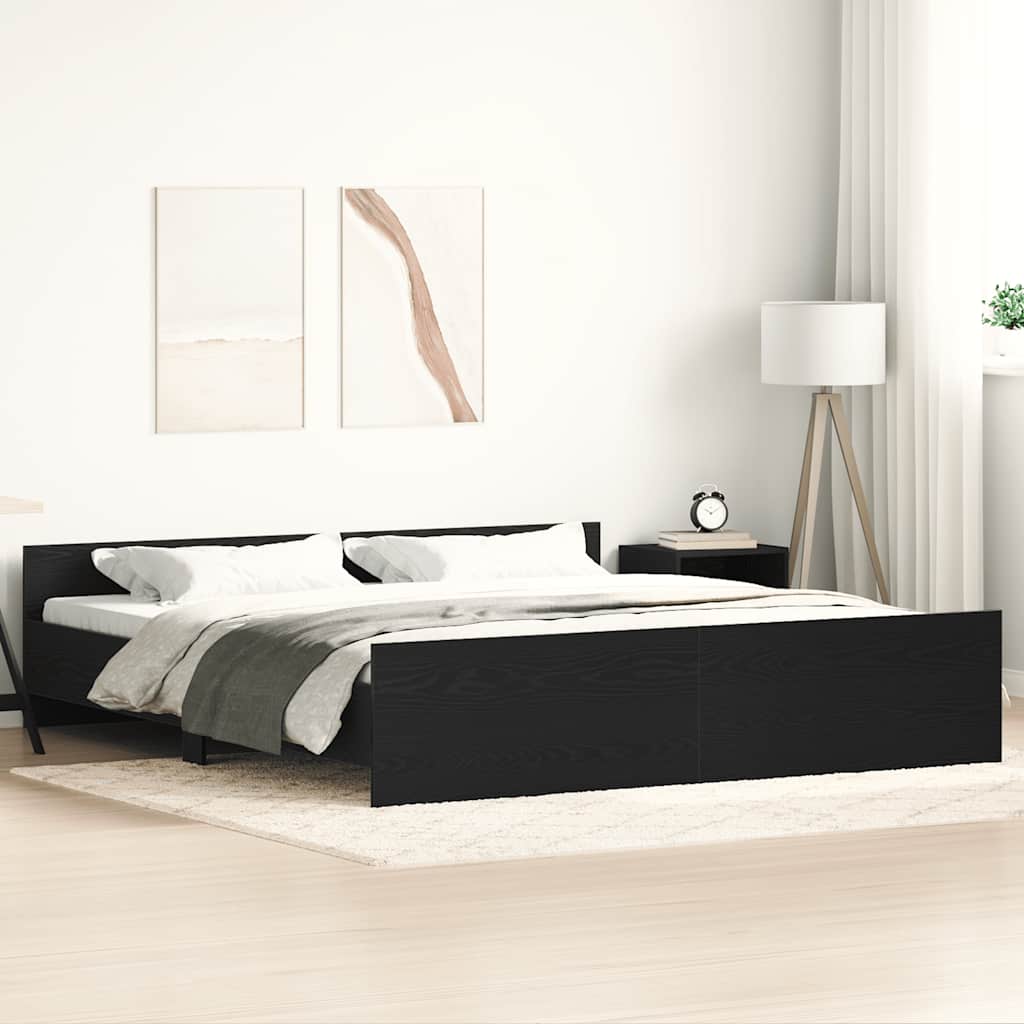 vidaXL Bettgestell ohne Matratze Schwarze Eiche 180x200 cm Holzwerkstoff