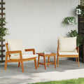 vidaXL Bistrogarnitur mit Kissen 3 pcs Braun Massivholz Akazie