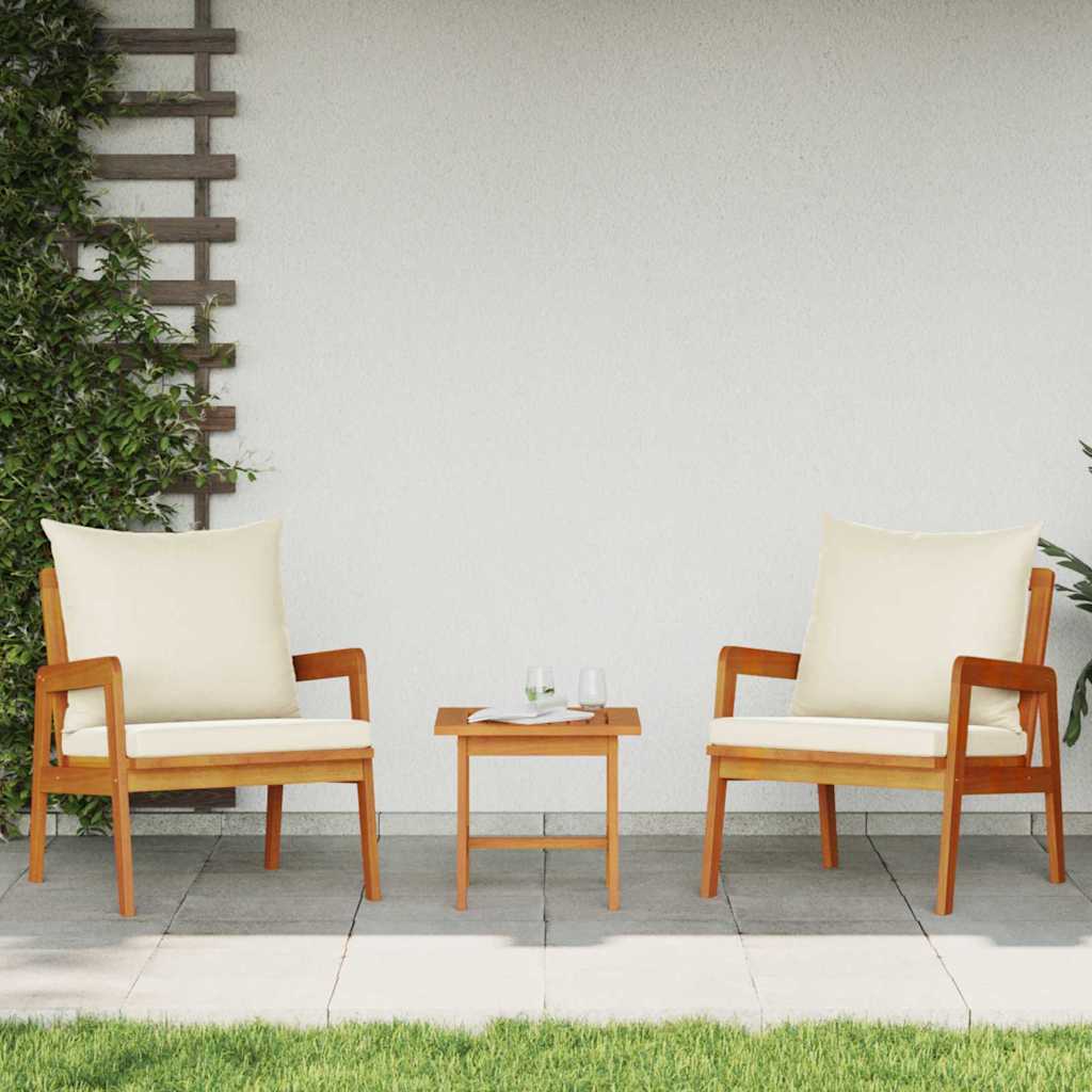 vidaXL Bistrogarnitur mit Kissen 3 pcs Braun Massivholz Akazie