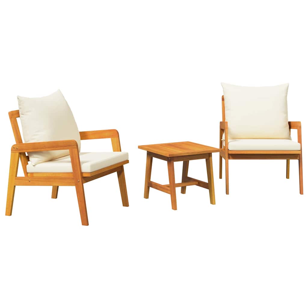 vidaXL Bistrogarnitur mit Kissen 3 pcs Braun Massivholz Akazie