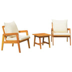 vidaXL Bistrogarnitur mit Kissen 3 pcs Braun Massivholz Akazie