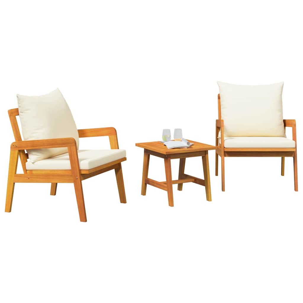vidaXL Bistrogarnitur mit Kissen 3 pcs Braun Massivholz Akazie