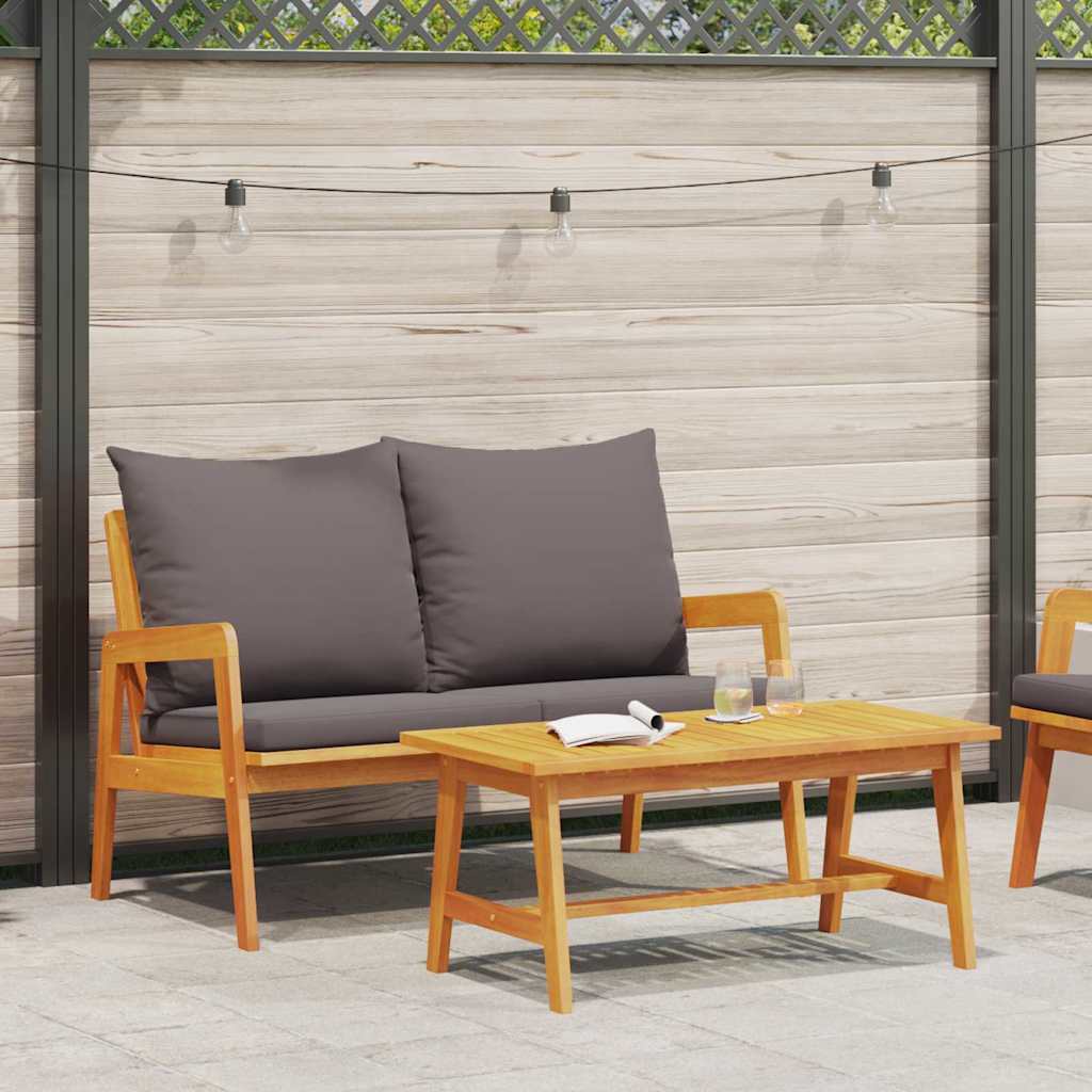 vidaXL Bistrogarnitur mit Kissen 2 pcs Öl-Natur Massivholz Akazie