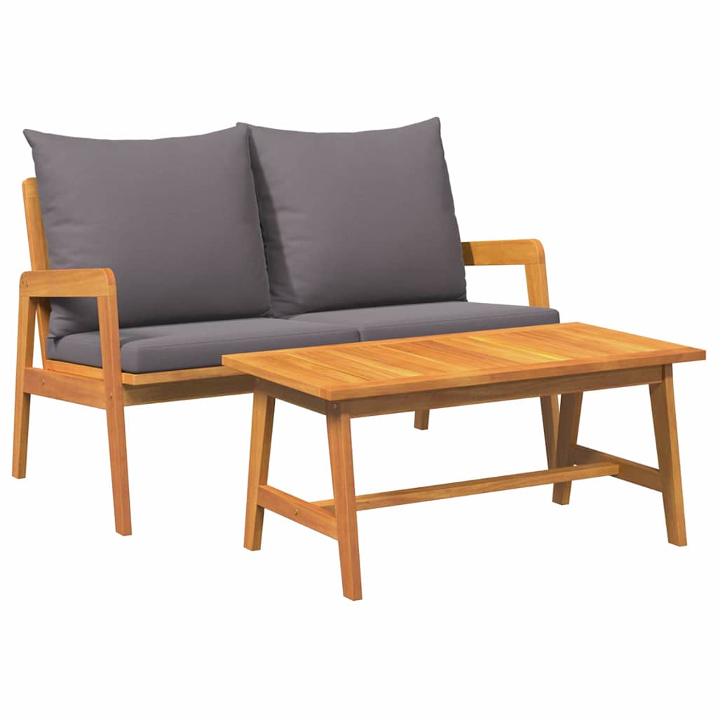 vidaXL Bistrogarnitur mit Kissen 2 pcs Öl-Natur Massivholz Akazie