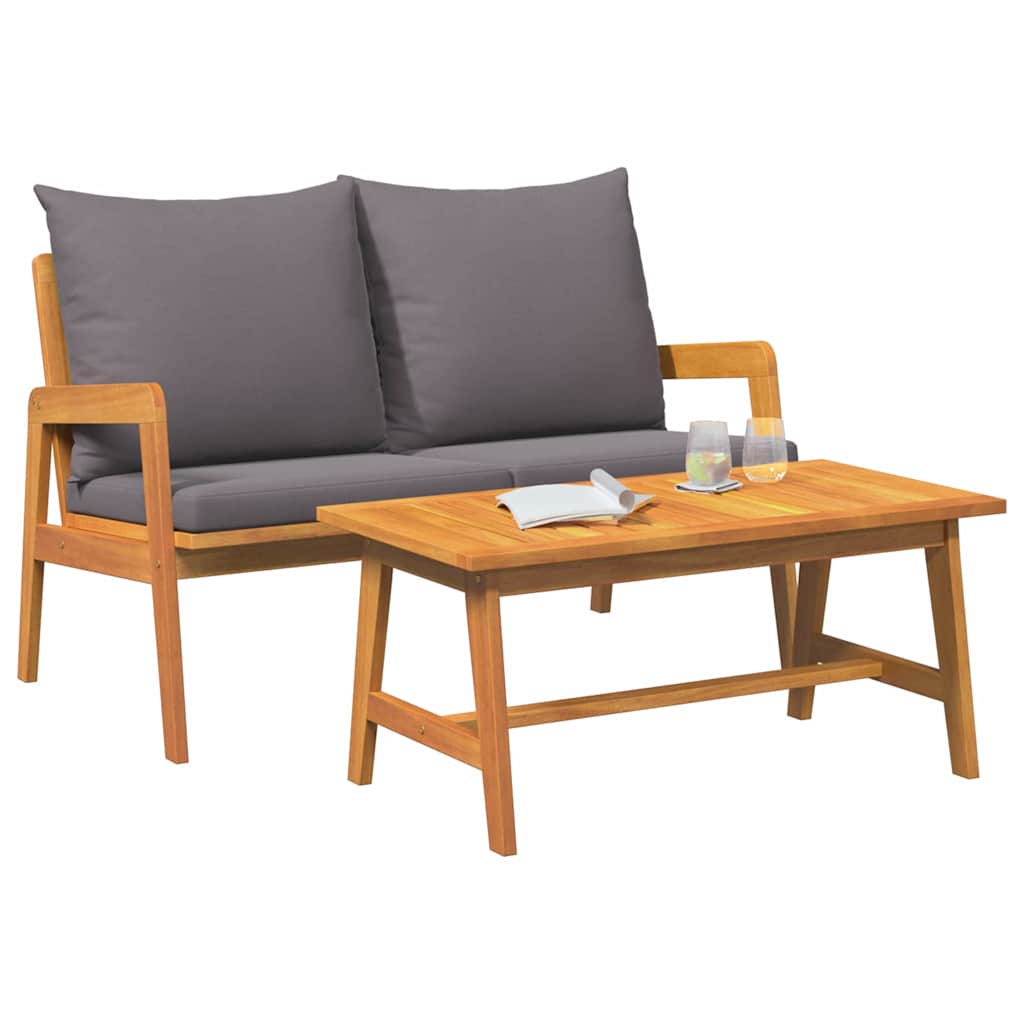 vidaXL Bistrogarnitur mit Kissen 2 pcs Öl-Natur Massivholz Akazie
