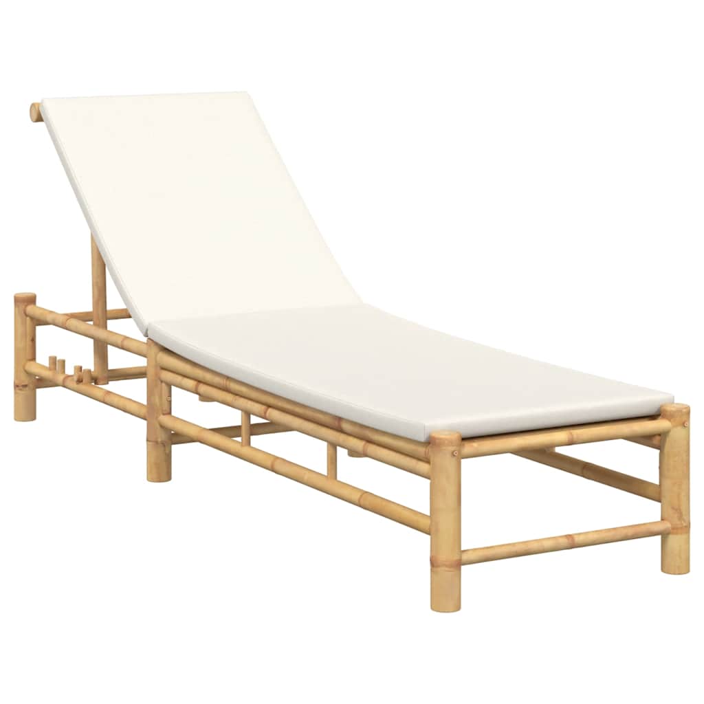 vidaXL Sonnenliege mit Auflage 55x199x30 cm Bambus