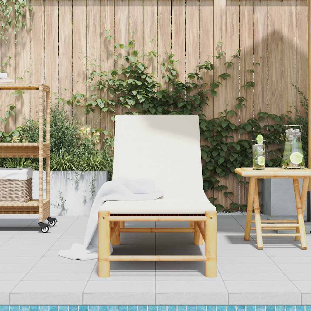 vidaXL Sonnenliege mit Auflage 55x199x30 cm Bambus