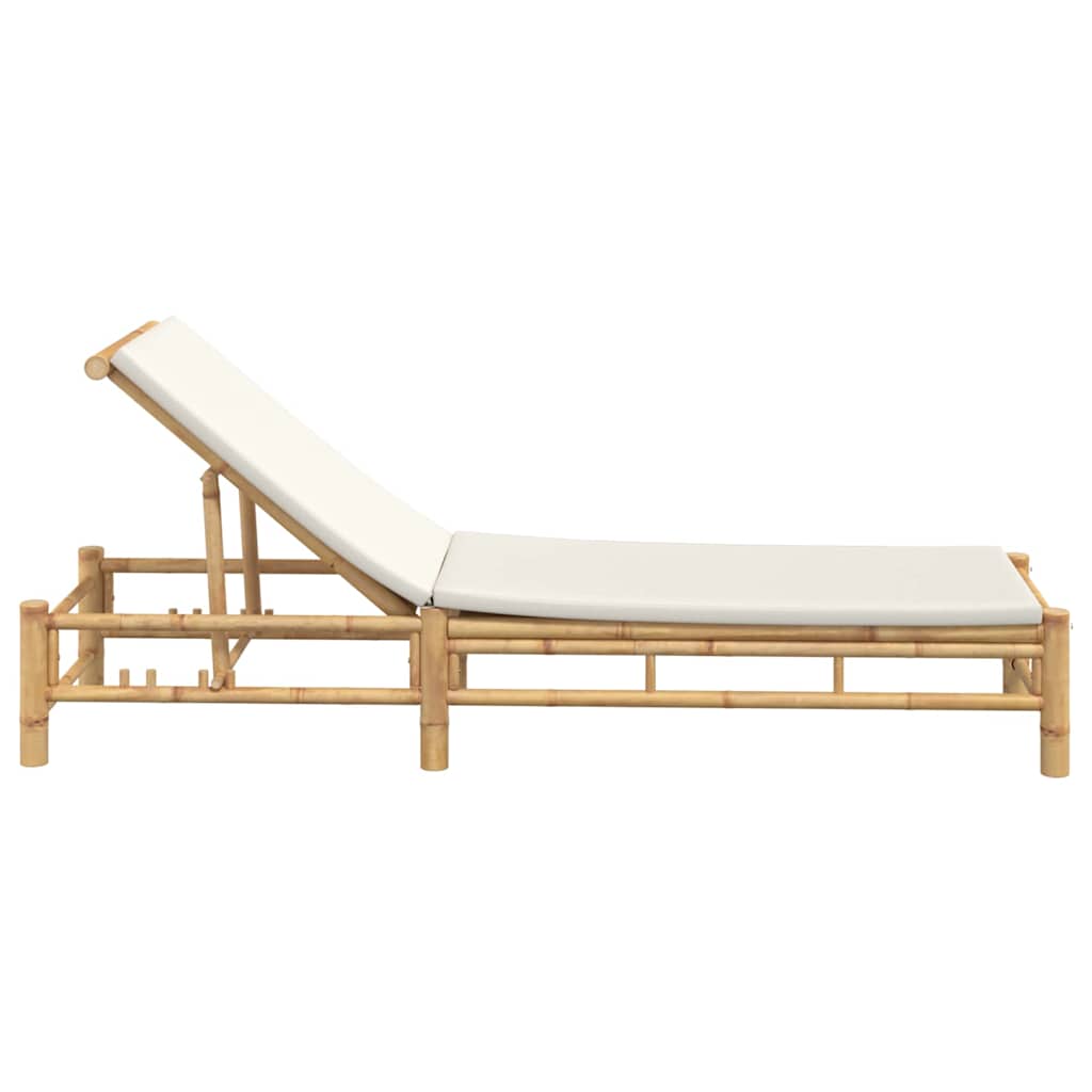 vidaXL Sonnenliege mit Auflage 55x199x30 cm Bambus