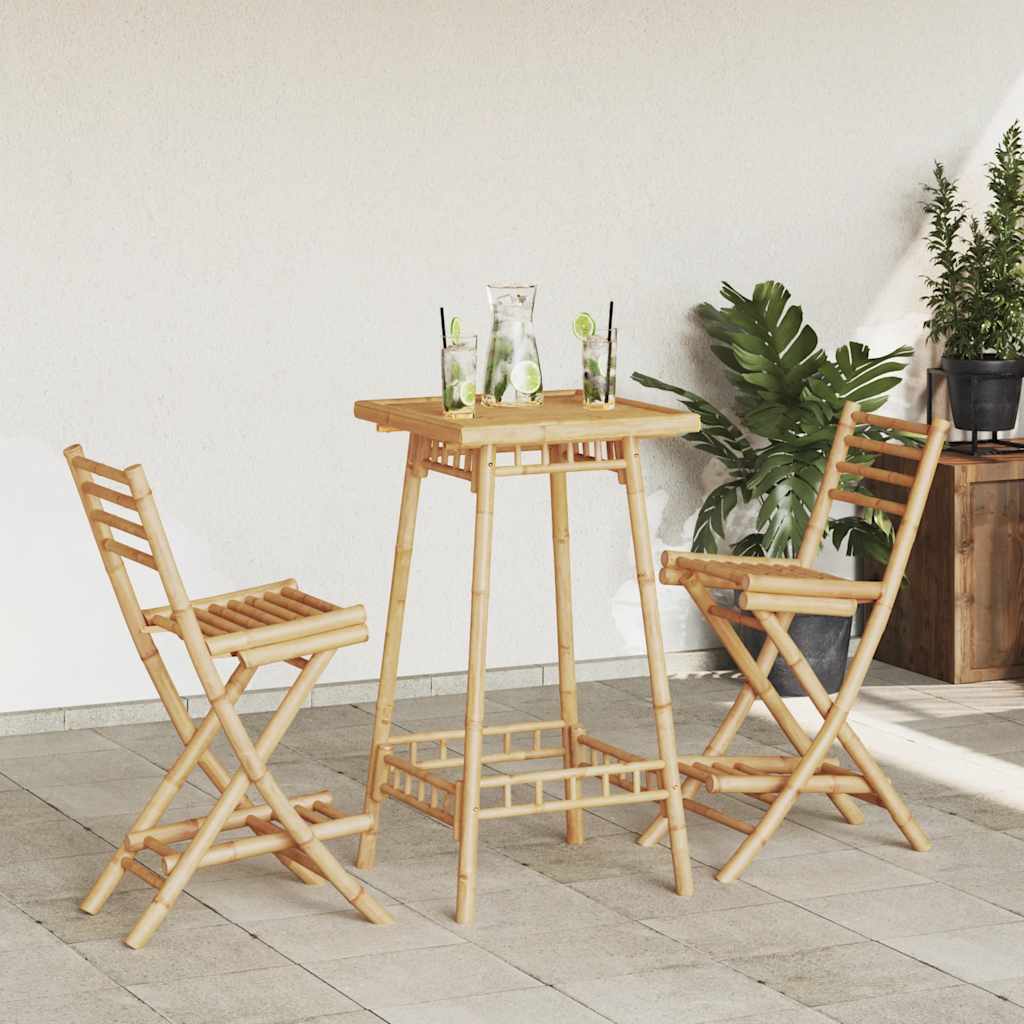 vidaXL Outdoor-Barhocker mit Fußstützen 2 Stk. Klappbar Bambus