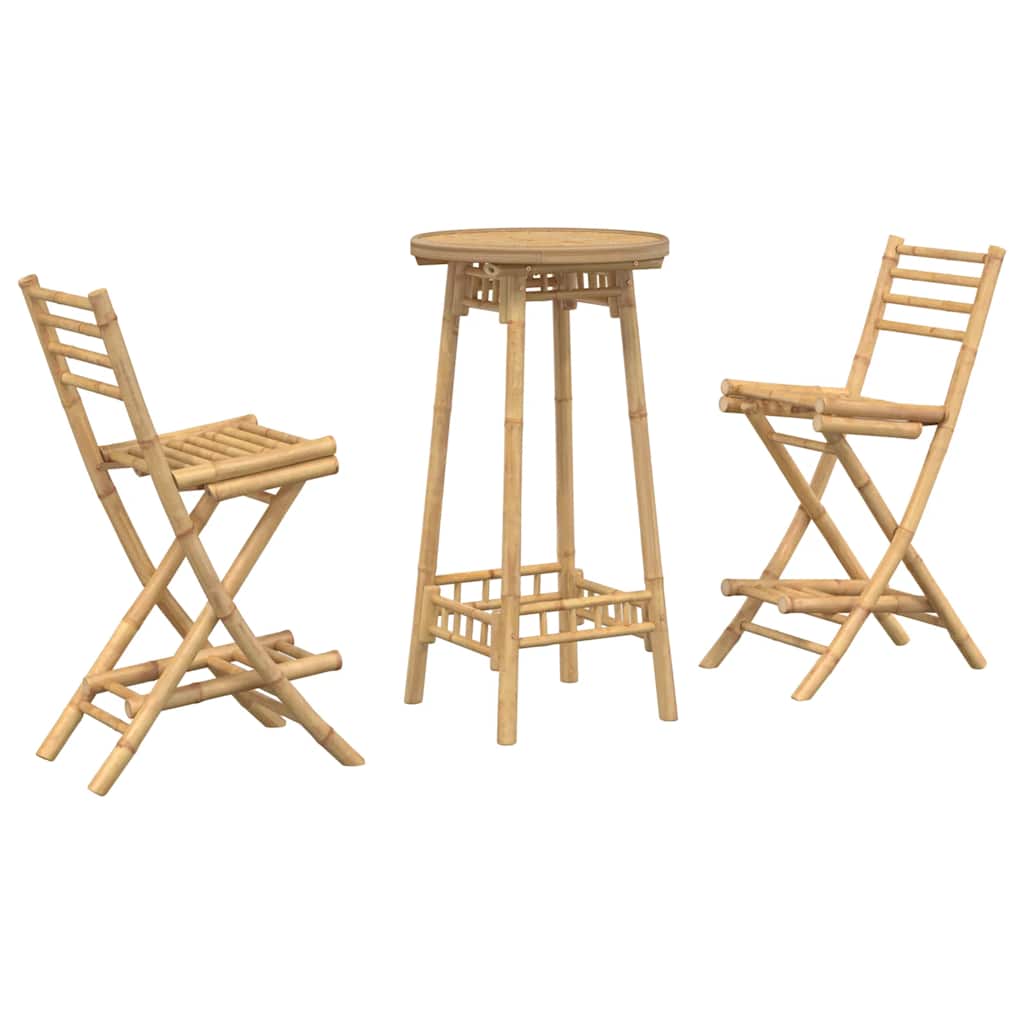 vidaXL 3-tlg. Outdoor-Bar-Set Klappbar Bambus