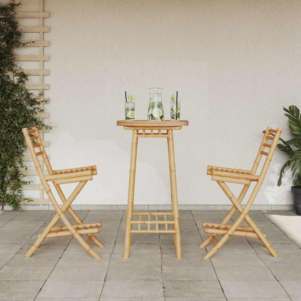 vidaXL 3-tlg. Outdoor-Bar-Set Klappbar Bambus