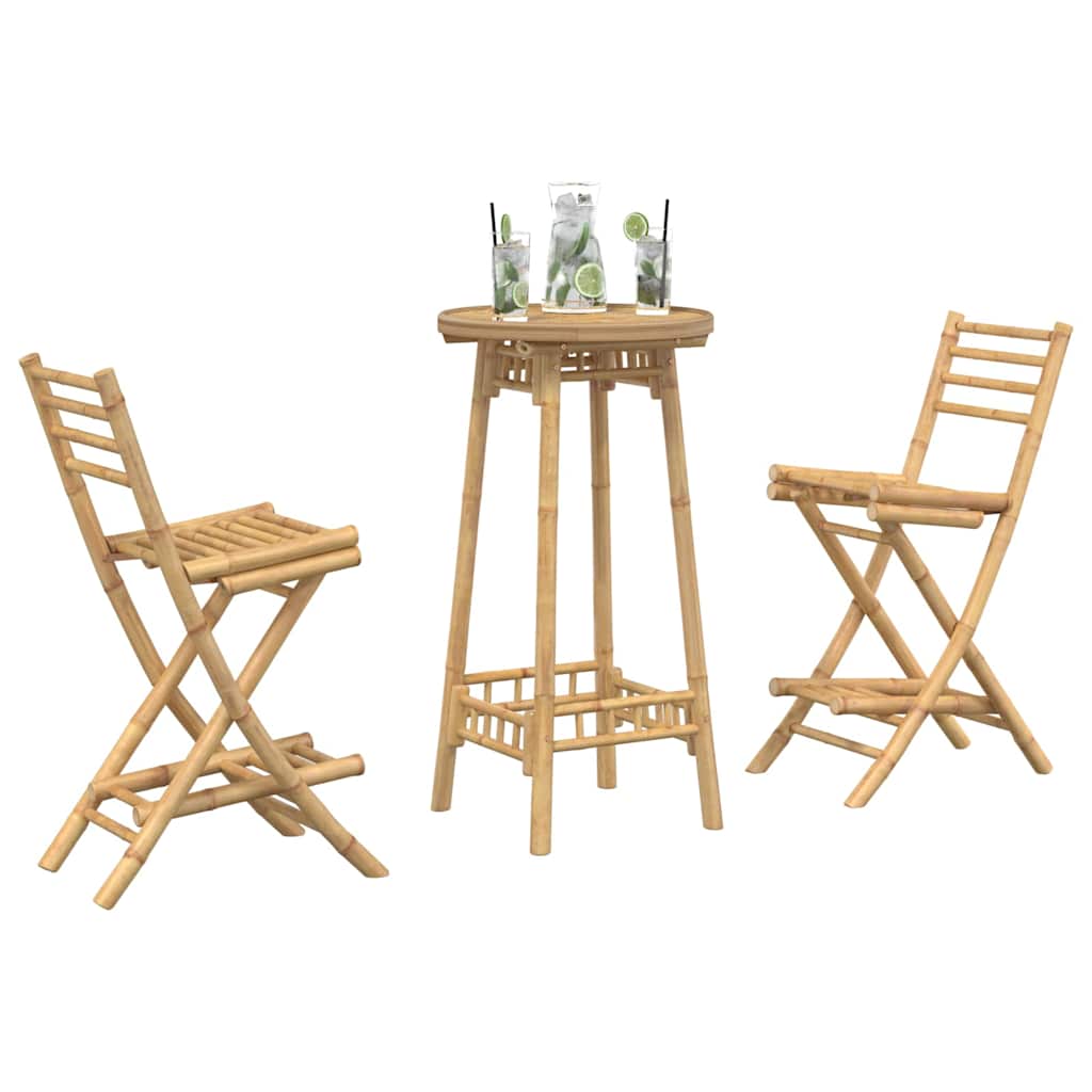 vidaXL 3-tlg. Outdoor-Bar-Set Klappbar Bambus