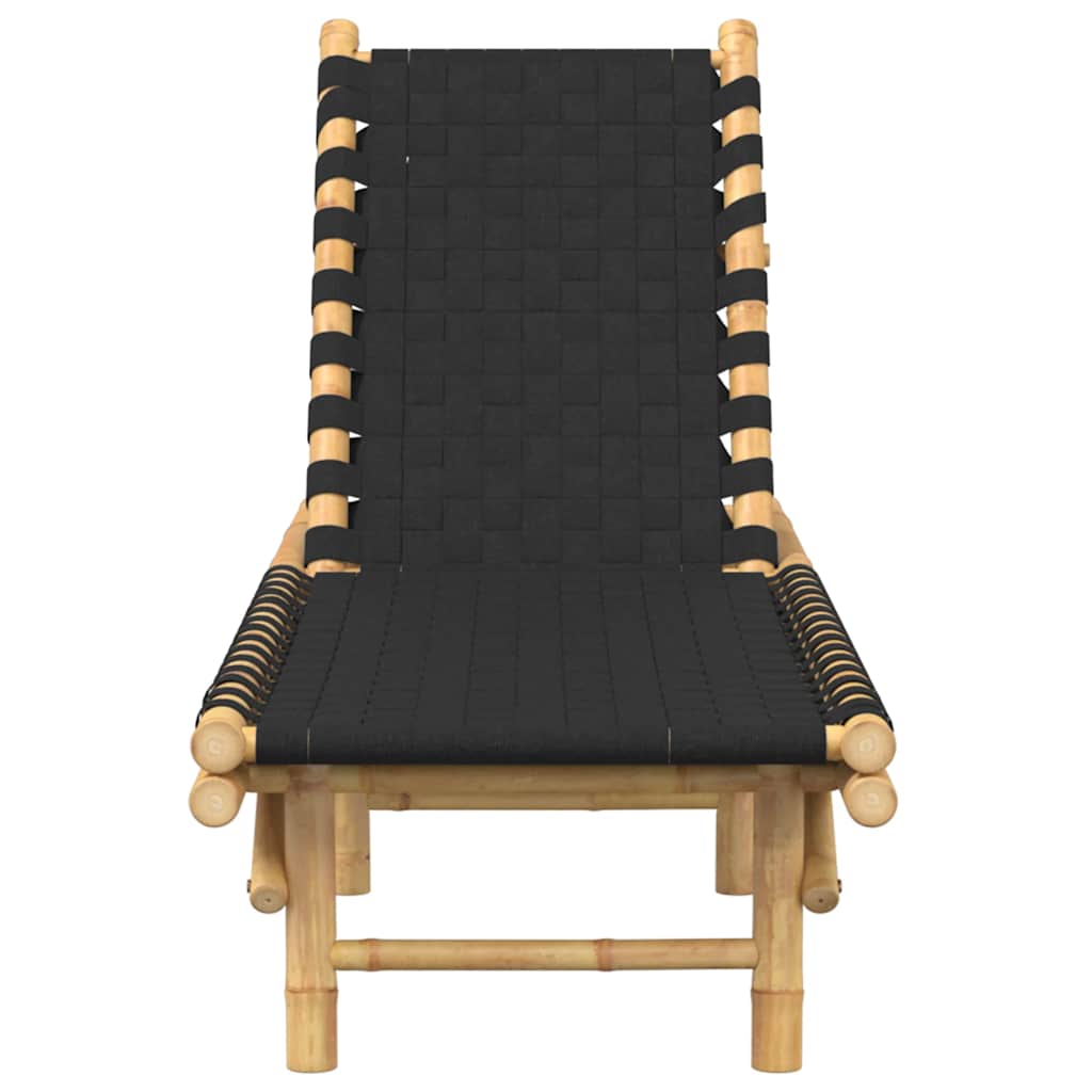 vidaXL Sonnenliege mit schwarzem gewebtem Gurtband 55x200x30 cm Bambus