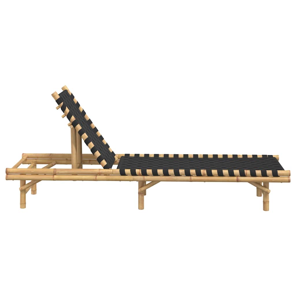vidaXL Sonnenliege mit schwarzem gewebtem Gurtband 55x200x30 cm Bambus