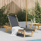 vidaXL Sonnenliege mit schwarzem gewebtem Gurtband 55x200x30 cm Bambus