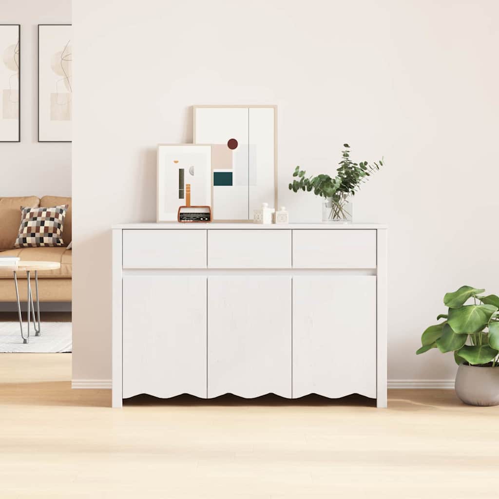 vidaXL Sideboard Drammen Weiß 114 x 43 x 75,5 cm Massivholz Kiefer