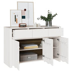 vidaXL Sideboard Drammen Weiß 114 x 43 x 75,5 cm Massivholz Kiefer