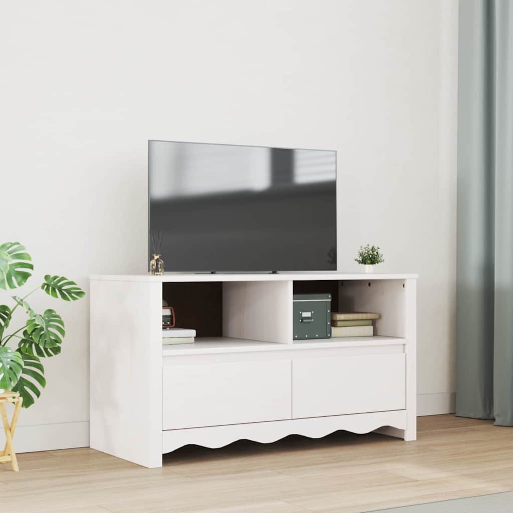 vidaXL TV-Schränk Drammen Weiß 99 x 43 x 55 cm Massivholz Kiefer