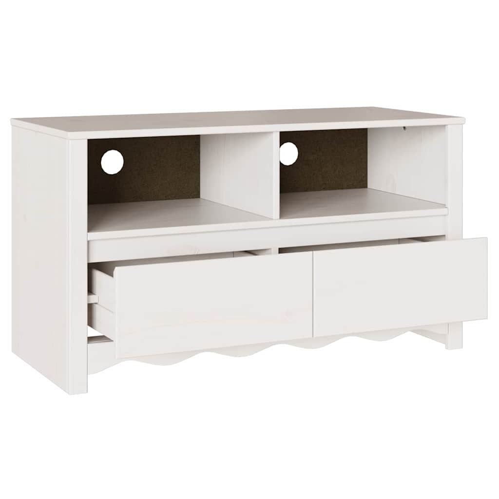 vidaXL TV-Schränk Drammen Weiß 99 x 43 x 55 cm Massivholz Kiefer