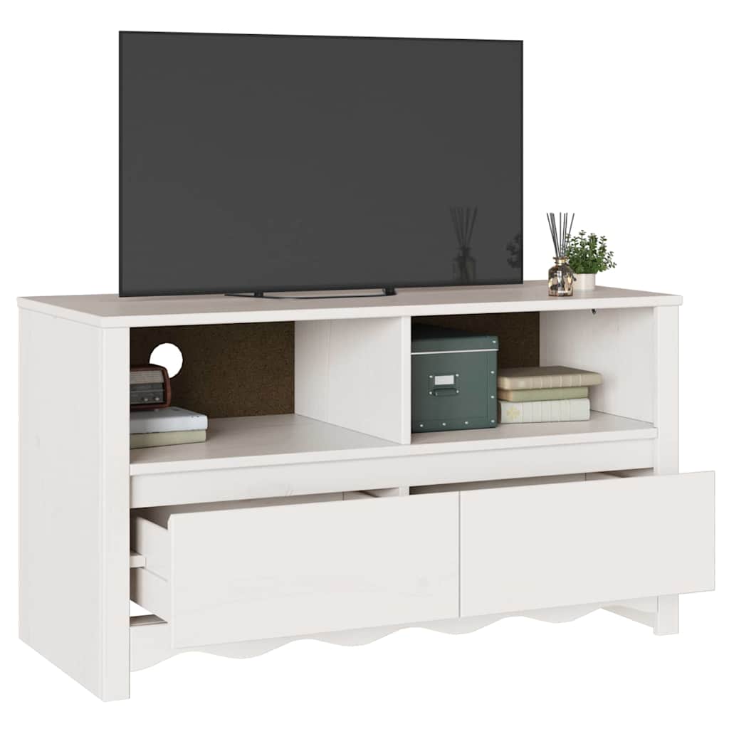 vidaXL TV-Schränk Drammen Weiß 99 x 43 x 55 cm Massivholz Kiefer