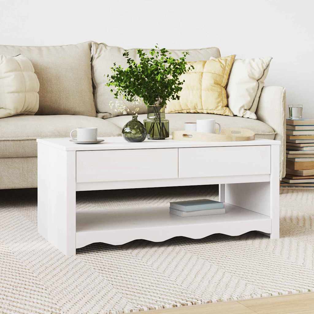 vidaXL Couchtisch Drammen Weiß 99 x 55 x 45 cm Massives Kiefernholz