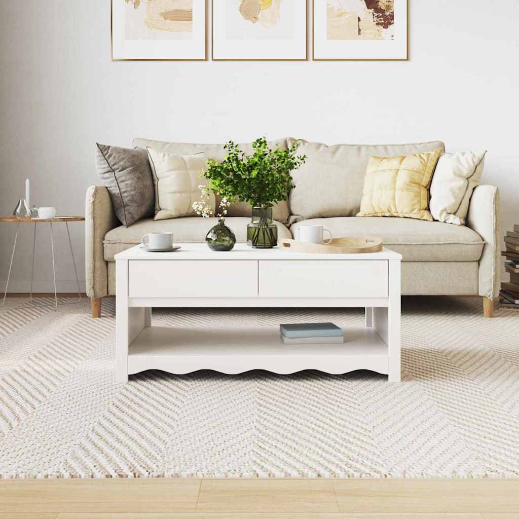 vidaXL Couchtisch Drammen Weiß 99 x 55 x 45 cm Massives Kiefernholz