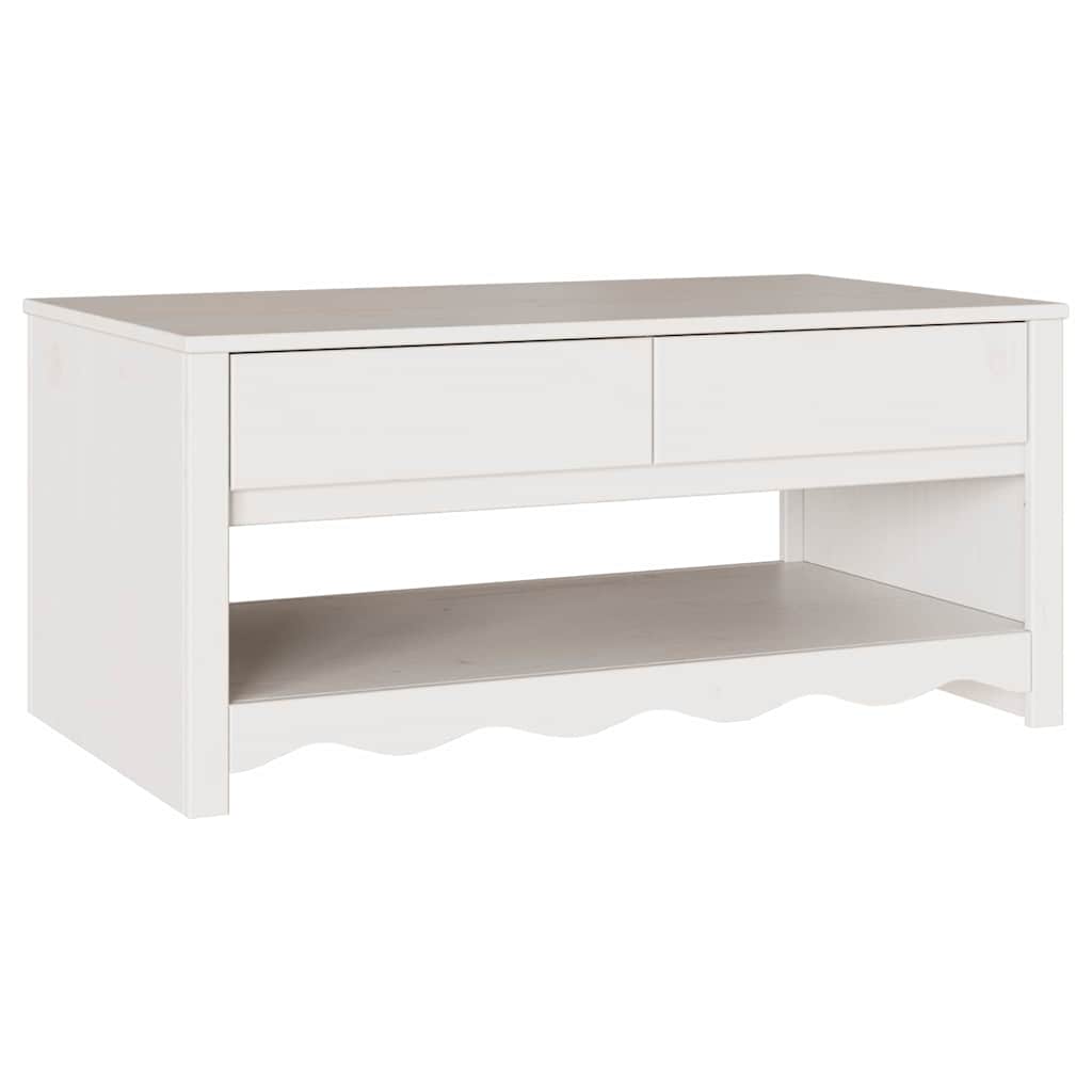 vidaXL Couchtisch Drammen Weiß 99 x 55 x 45 cm Massives Kiefernholz