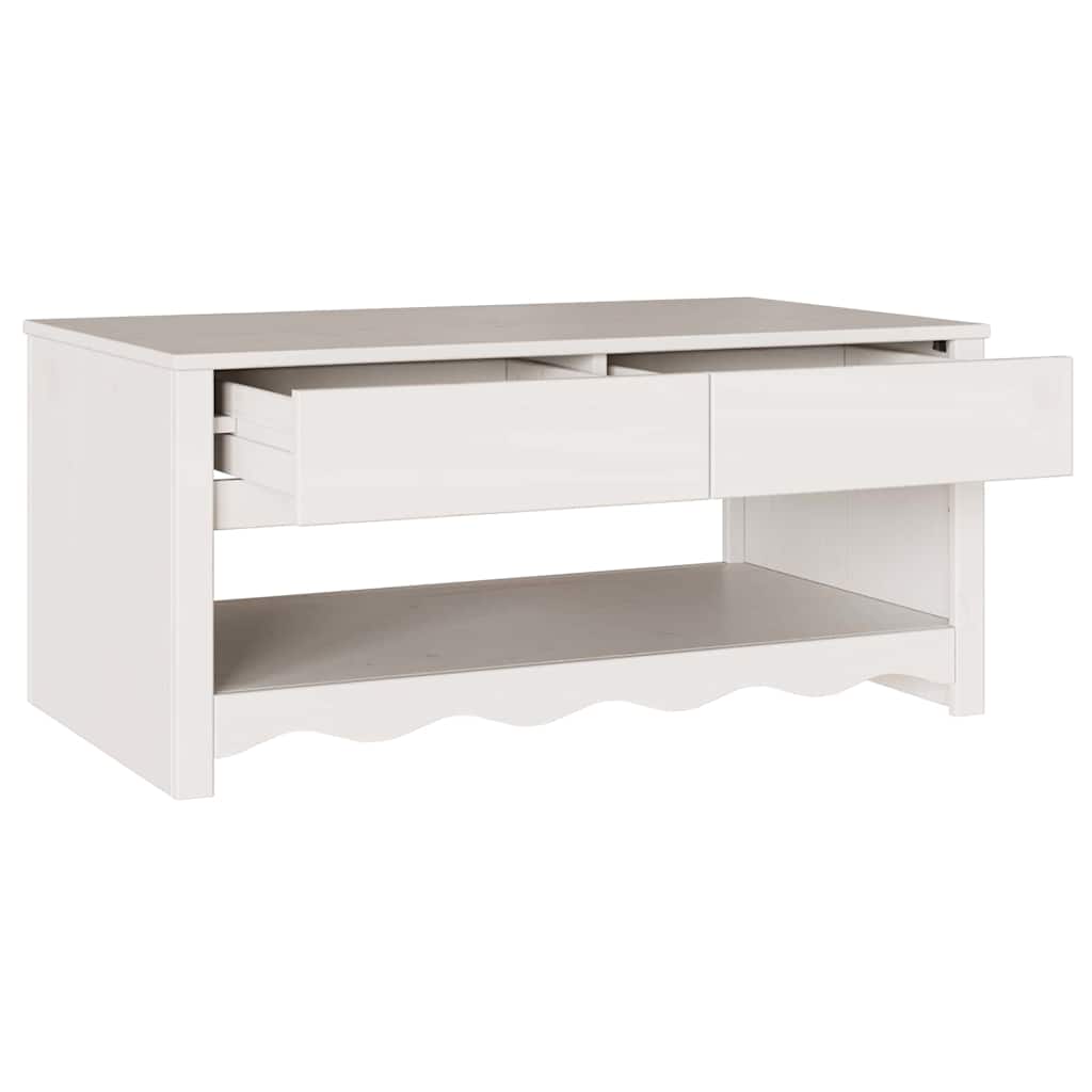 vidaXL Couchtisch Drammen Weiß 99 x 55 x 45 cm Massives Kiefernholz