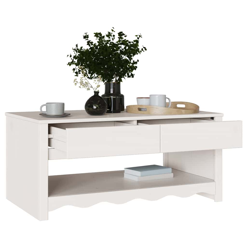 vidaXL Couchtisch Drammen Weiß 99 x 55 x 45 cm Massives Kiefernholz