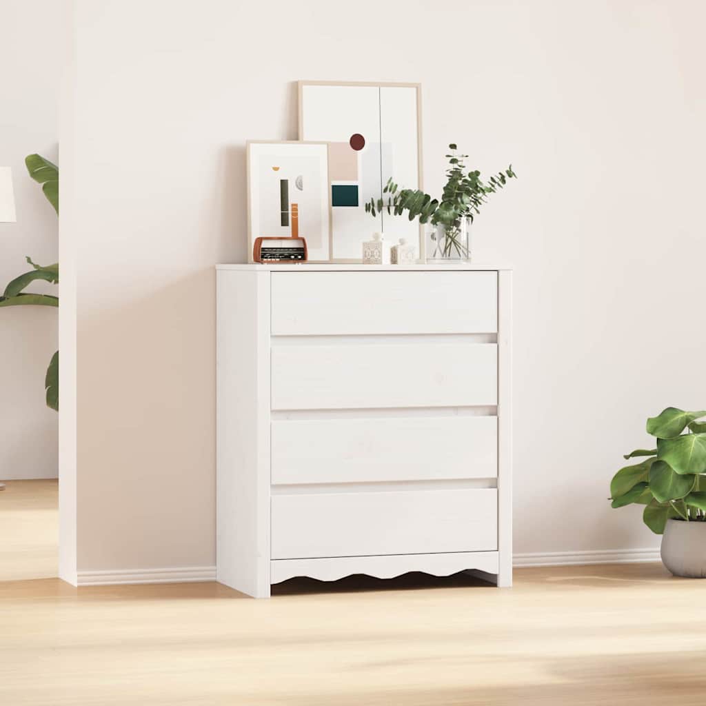 vidaXL Kommode Drammen Weiß 76,5 x 40 x 91 cm Massivholz Kiefer