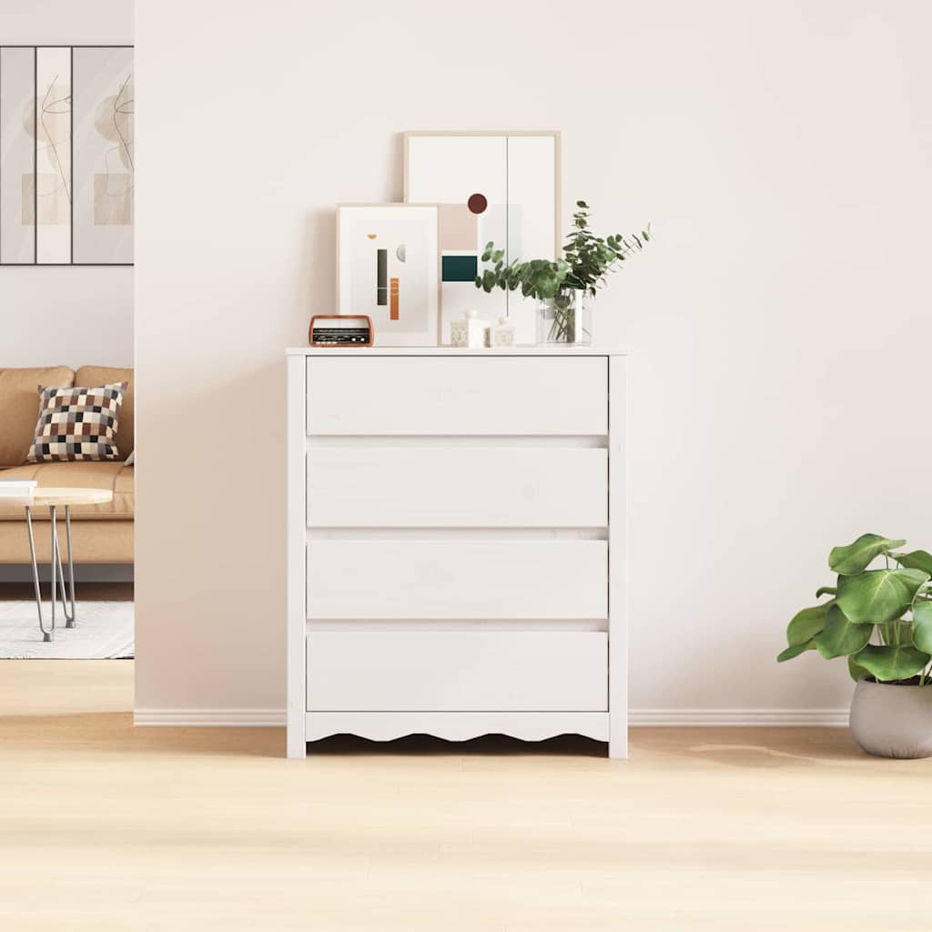 vidaXL Kommode Drammen Weiß 76,5 x 40 x 91 cm Massivholz Kiefer