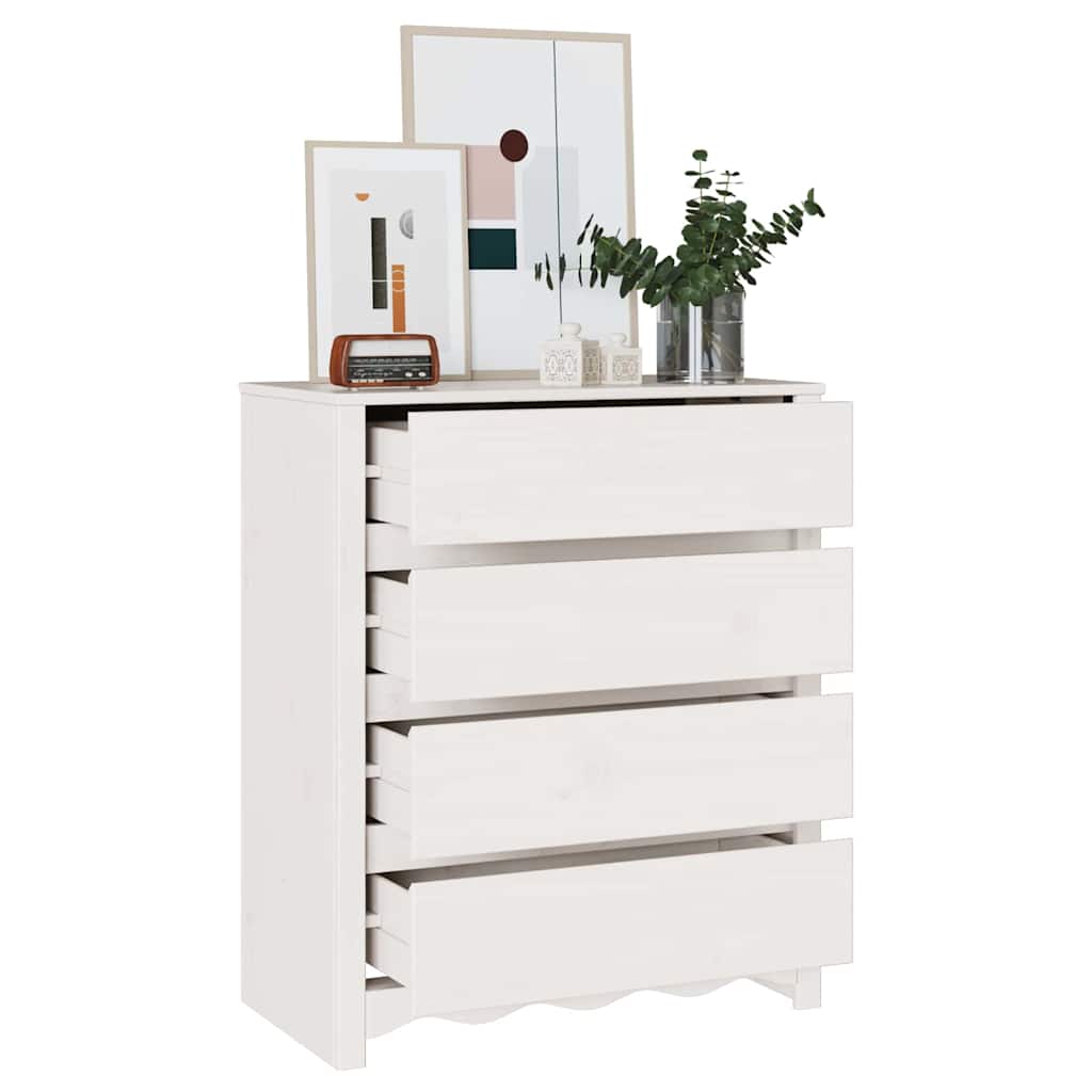 vidaXL Kommode Drammen Weiß 76,5 x 40 x 91 cm Massivholz Kiefer