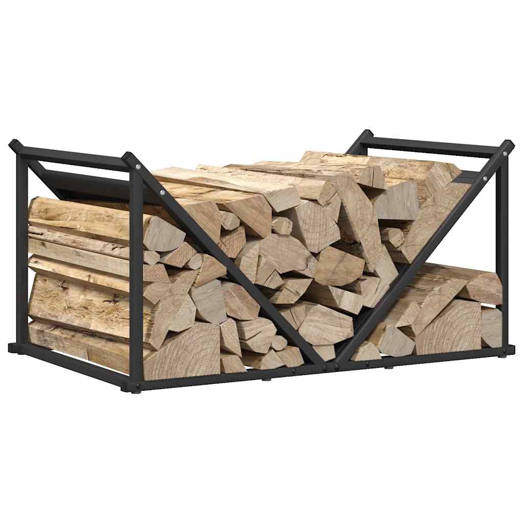 vidaXL Brennholzregal Schwarz 70x43x34,5 cm Kaltgewalzter Stahl