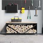 vidaXL Brennholzregal mit Holzplatte Schwarz 100,5x35,5x40 cm