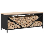 vidaXL Brennholzregal mit Holzplatte Schwarz 100,5x35,5x40 cm