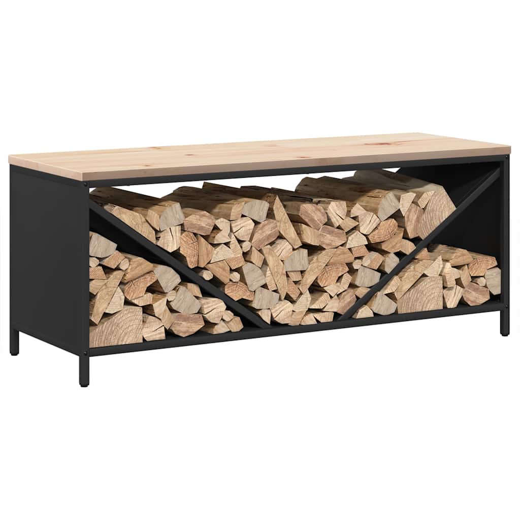 vidaXL Brennholzregal mit Holzplatte Schwarz 100,5x35,5x40 cm