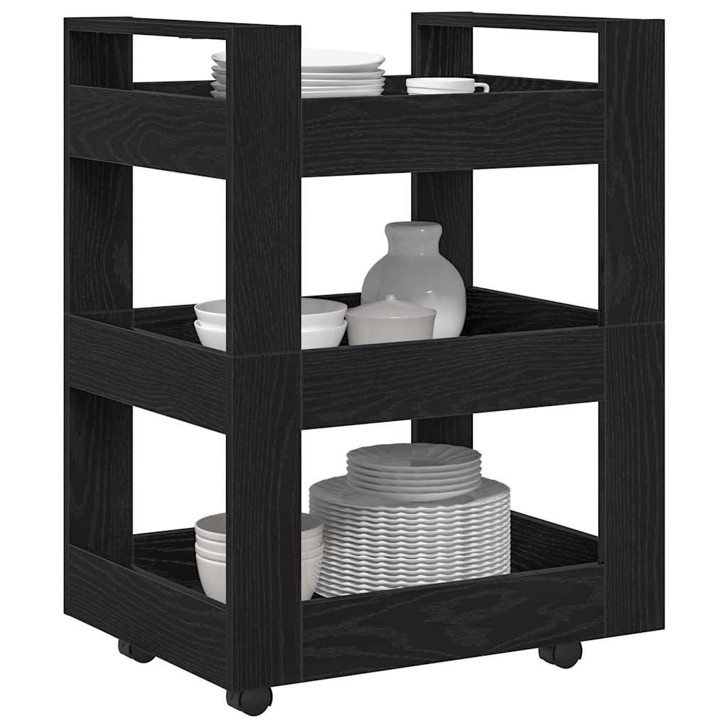 vidaXL Küchentrolley Schwarz Eichen-Optik 60 x 45 x 80 cm